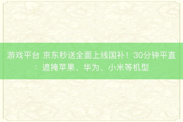 游戏平台 京东秒送全面上线国补！30分钟平直：遮掩苹果、华为、小米等机型