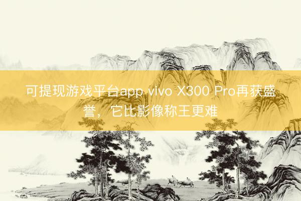 可提现游戏平台app vivo X300 Pro再获盛誉，它比影像称王更难
