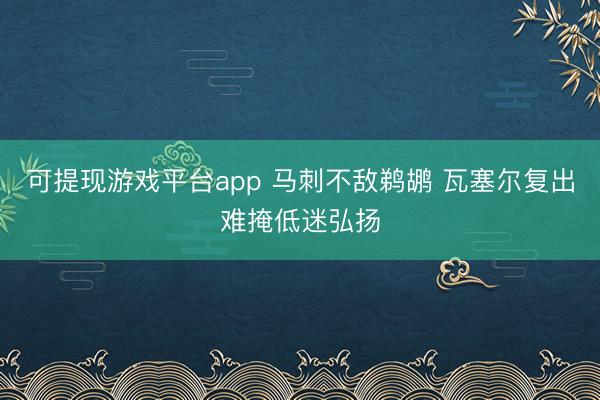 可提现游戏平台app 马刺不敌鹈鹕 瓦塞尔复出难掩低迷弘扬
