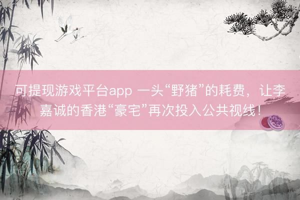 可提现游戏平台app 一头“野猪”的耗费，让李嘉诚的香港“豪宅”再次投入公共视线！