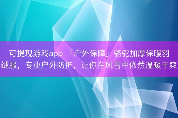 可提现游戏app 「户外保障」骆驼加厚保暖羽绒服，专业户外防护，让你在风雪中依然温暖干爽