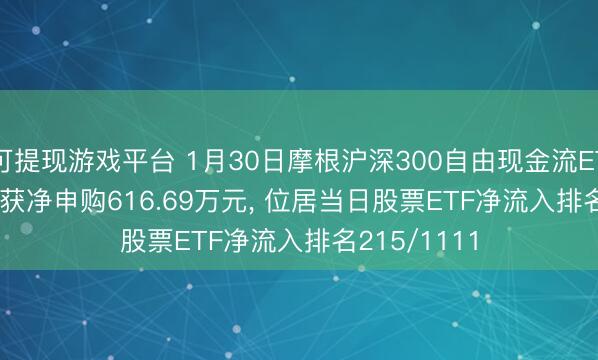 可提现游戏平台 1月30日摩根沪深300自由现金流ETF(563900)获净申购616.69万元， 位居当日股票ETF净流入排名215/1111