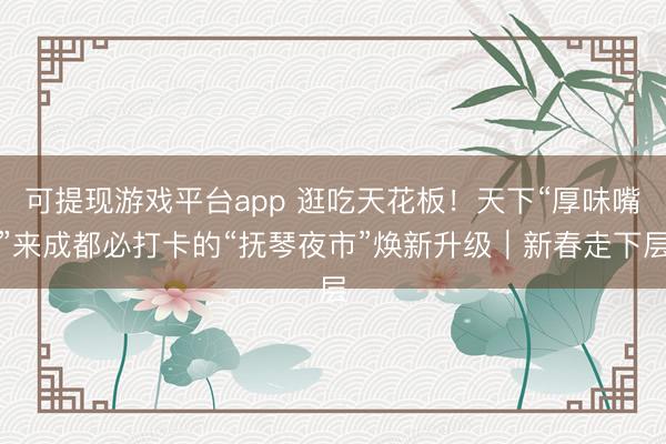 可提现游戏平台app 逛吃天花板！天下“厚味嘴”来成都必打卡的“抚琴夜市”焕新升级｜新春走下层