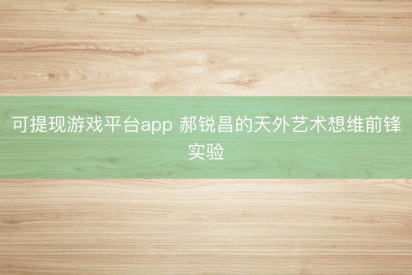 可提现游戏平台app 郝锐昌的天外艺术想维前锋实验