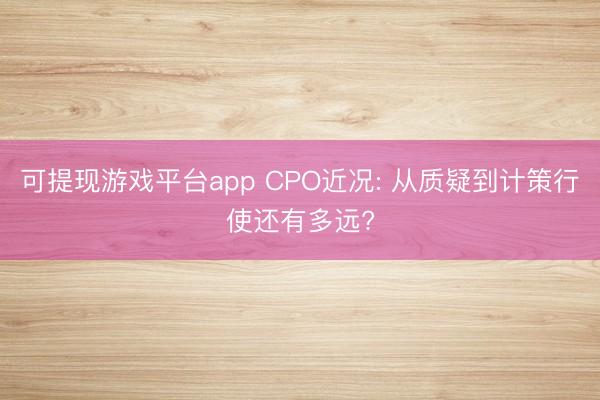 可提现游戏平台app CPO近况: 从质疑到计策行使还有多远?