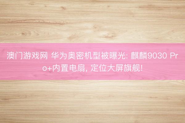 澳门游戏网 华为奥密机型被曝光: 麒麟9030 Pro+内置电扇， 定位大屏旗舰!