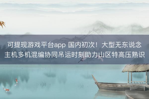 可提现游戏平台app 国内初次！大型无东说念主机多机混编协同吊运时刻助力山区特高压熟识