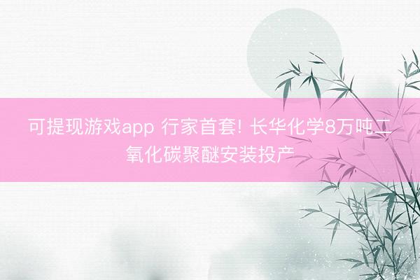 可提现游戏app 行家首套! 长华化学8万吨二氧化碳聚醚安装投产