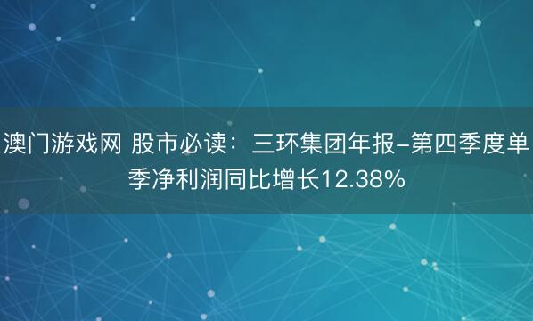 澳门游戏网 股市必读：三环集团年报-第四季度单季净利润同比增长12.38%