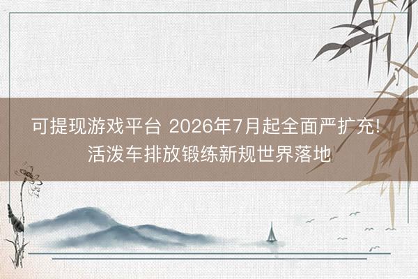 可提现游戏平台 2026年7月起全面严扩充! 活泼车排放锻练新规世界落地