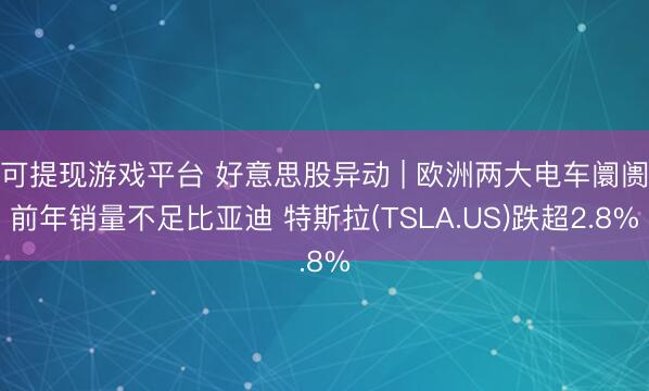 可提现游戏平台 好意思股异动 | 欧洲两大电车阛阓前年销量不足比亚迪 特斯拉(TSLA.US)跌超2.8%