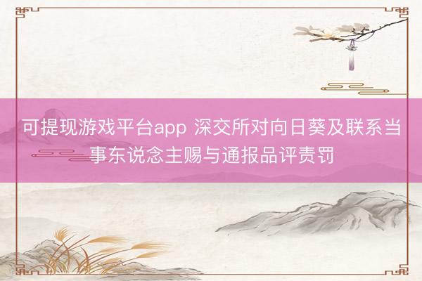 可提现游戏平台app 深交所对向日葵及联系当事东说念主赐与通报品评责罚