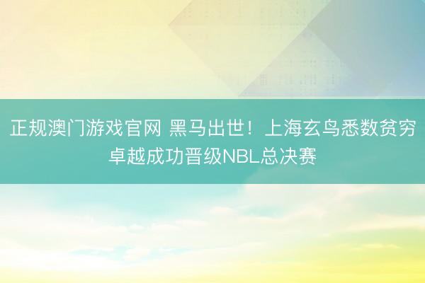 正规澳门游戏官网 黑马出世！上海玄鸟悉数贫穷卓越成功晋级NBL总决赛
