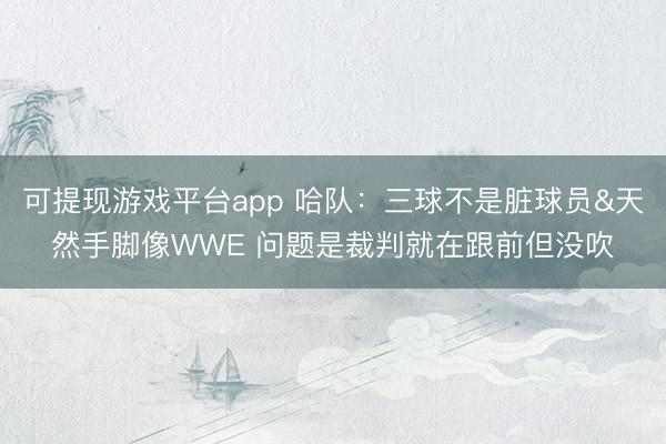 可提现游戏平台app 哈队:三球不是脏球员&天然手脚像WWE 问题是裁判就在跟前但没吹