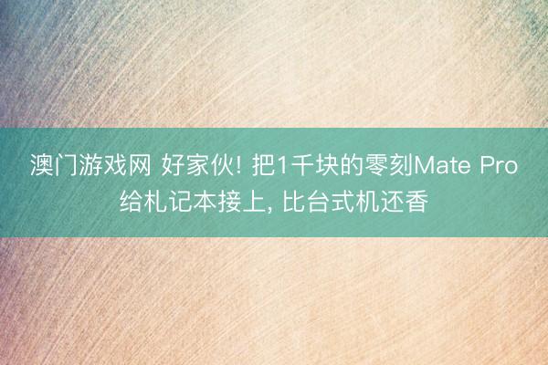 澳门游戏网 好家伙! 把1千块的零刻Mate Pro给札记本接上， 比台式机还香