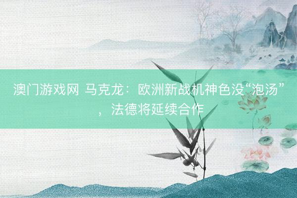 澳门游戏网 马克龙：欧洲新战机神色没“泡汤” ，法德将延续合作