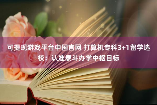可提现游戏平台中国官网 打算机专科3+1留学选校:认准泰斗办学中枢目标