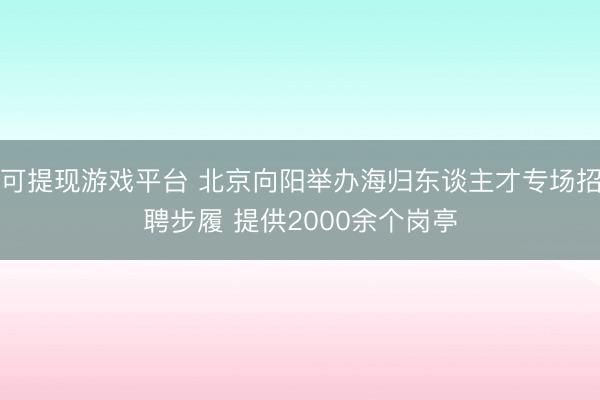 可提现游戏平台 北京向阳举办海归东谈主才专场招聘步履 提供2000余个岗亭