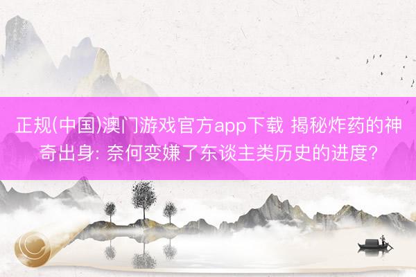 正规(中国)澳门游戏官方app下载 揭秘炸药的神奇出身: 奈何变嫌了东谈主类历史的进度?