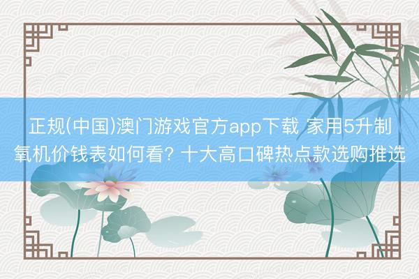 正规(中国)澳门游戏官方app下载 家用5升制氧机价钱表如何看? 十大高口碑热点款选购推选