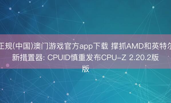 正规(中国)澳门游戏官方app下载 撑抓AMD和英特尔新措置器: CPUID慎重发布CPU-Z 2.20.2版