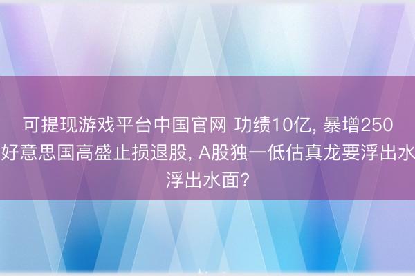 可提现游戏平台中国官网 功绩10亿, 暴增250%, 好意思国高盛止损退股, A股独一低估真龙要浮出水面?
