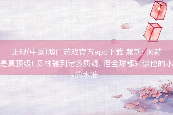 正规(中国)澳门游戏官方app下载 赖斯: 图赫尔是真顶级! 贝林碰到诸多质疑, 但全球都知谈他的水准