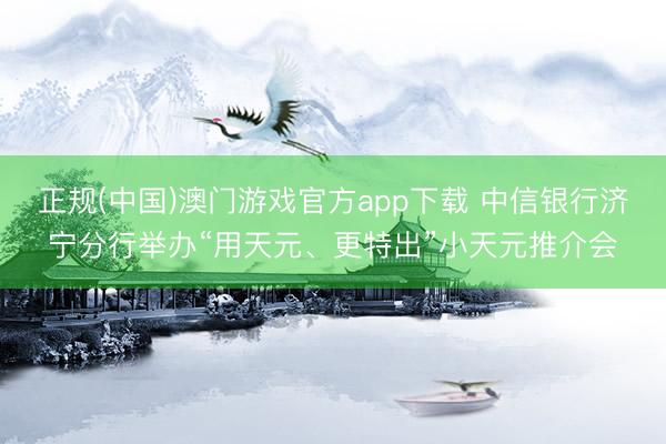 正规(中国)澳门游戏官方app下载 中信银行济宁分行举办“用天元、更特出”小天元推介会